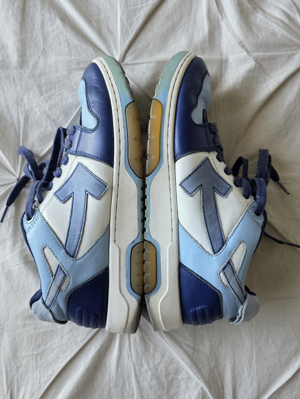 Off-White Out of Office low-top sneakers in a blue and white